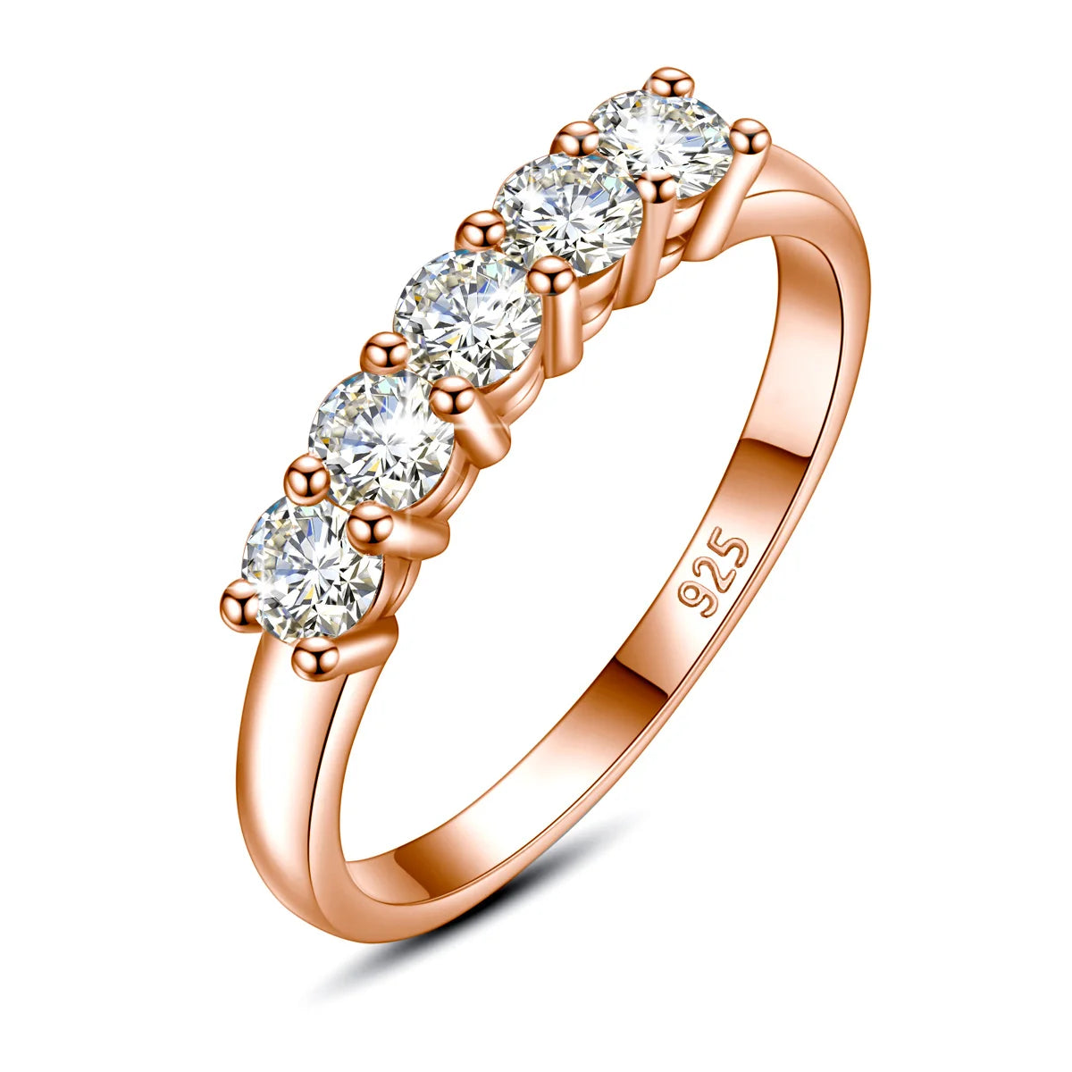 Certified 5 Stone Moissanite Ring Woman Silver 925 100% Rose Gold Plated Brilliant Jewelry For Engagement Gifts For Girl