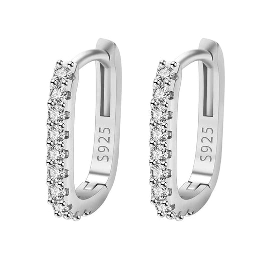 925 Sterling Silver Crystal Jewelry Fashion Zircon Circle Hoop Earrings