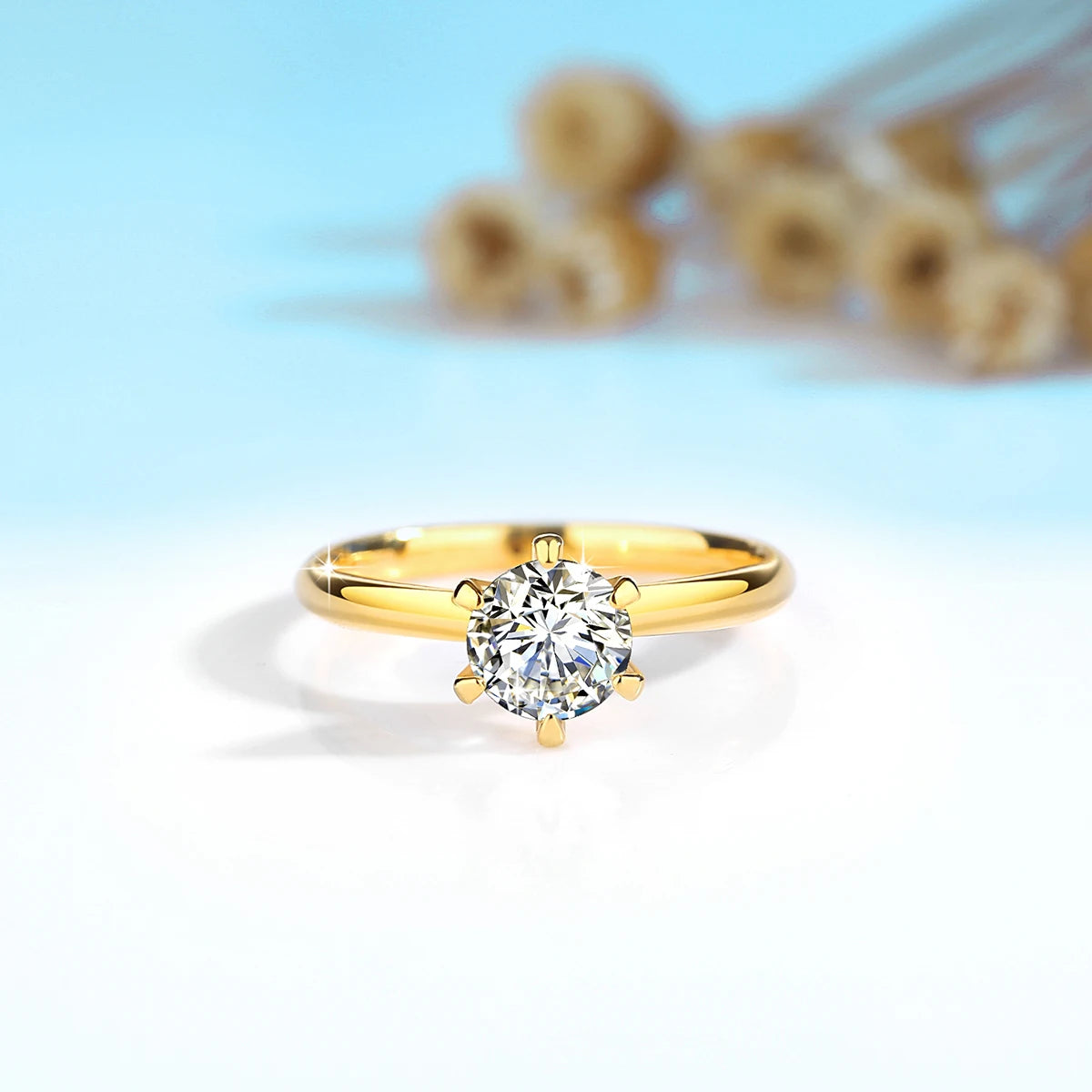 1ct Moissanite Ring Gold 18K Real 100% With Certificate Luxury Jewellery For Women Non Tarnish Summer Wedding Gift Hot