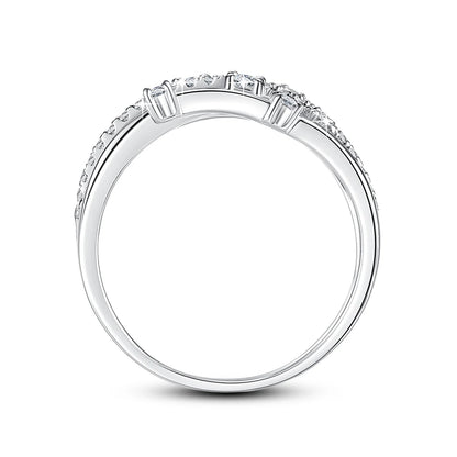 Trendy  Moissanite Ring Eternity Wedding Band Solid 925 Silver Rings