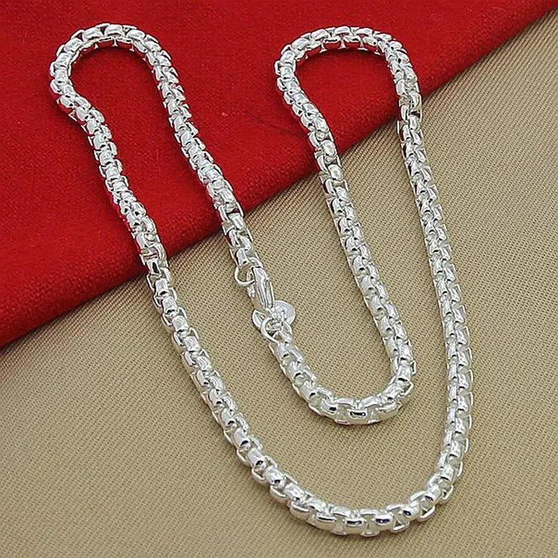 925 Sterling Silver Necklace round box chain wedding noble charm exquisite luxury