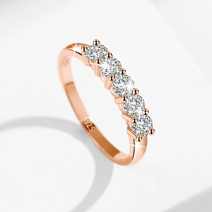 Certified 5 Stone Moissanite Ring Woman Silver 925 100% Rose Gold Plated Brilliant Jewelry For Engagement Gifts For Girl