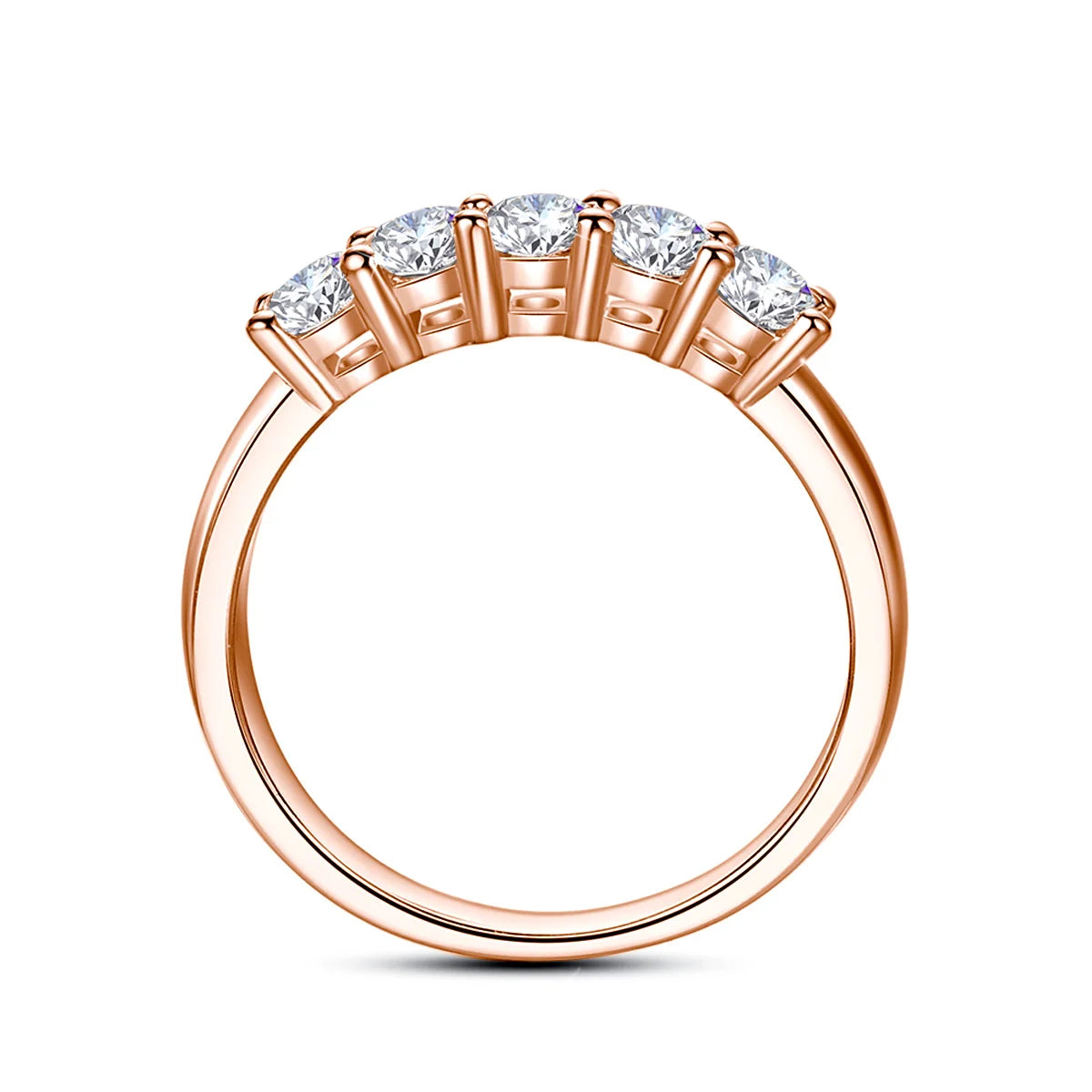 Certified 5 Stone Moissanite Ring Woman Silver 925 100% Rose Gold Plated Brilliant Jewelry For Engagement Gifts For Girl