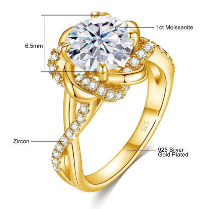 Star Of David 3ct Moissanite Ring Yellow Gold With Certificate High Quality Wedding Party Jewelry For Woman New Product