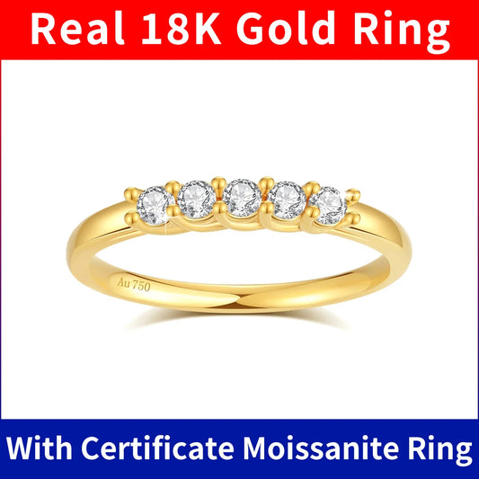 100% Real 18k Gold Ring 750 With Certificate European K Gold Moissanite Jewelry