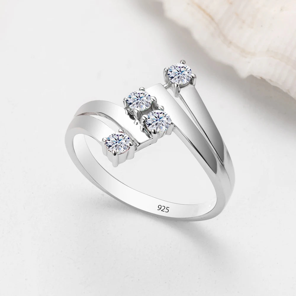 Pure Silver Moissanite Rings For Women White Gold Plated Wedding Engagement Jewelry